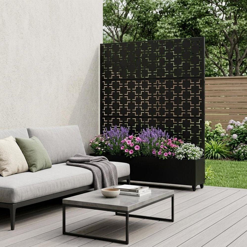 71" X 47" Black Galvanized Metal Rectangular Planter Box HomeRoots