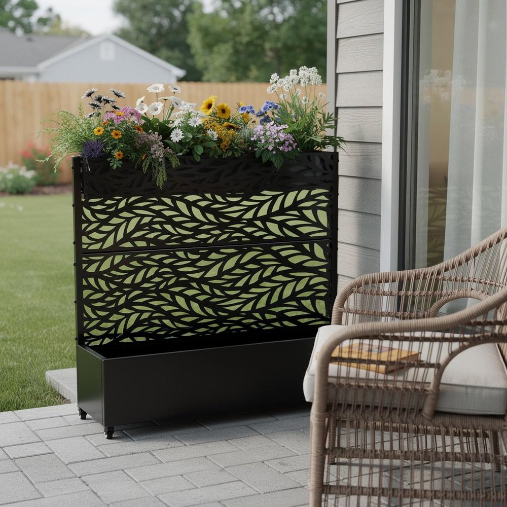 47" X 47" Black Galvanized Metal Rectangular Planter Box — view 6