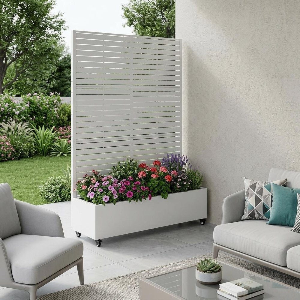 71" X 47" White Galvanized Metal Rectangular Planter Box — view 5