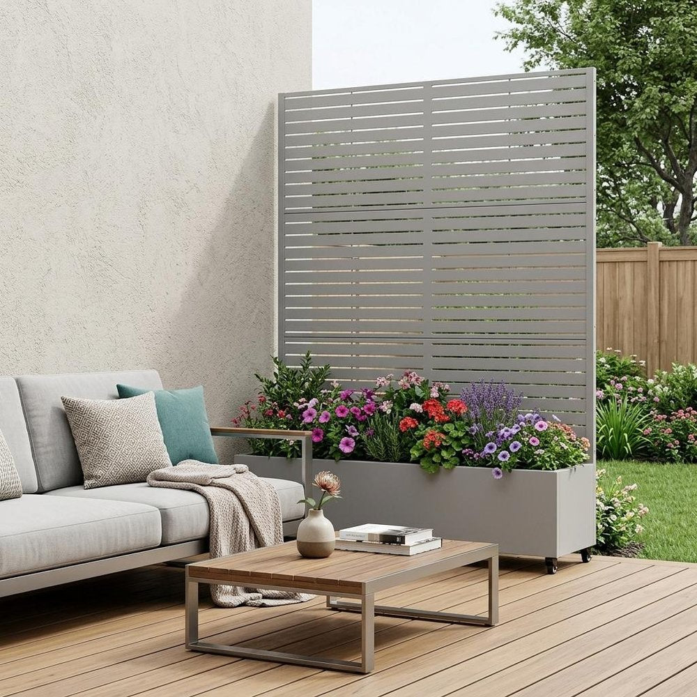 71" X 47" Gray Galvanized Metal Rectangular Planter Box — view 5
