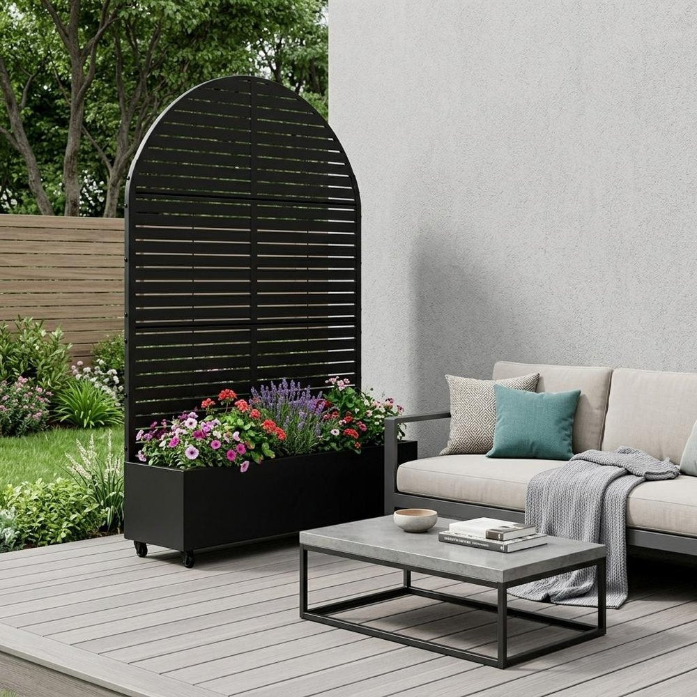 71" X 47" Black Galvanized Metal Rectangular Planter Box — view 1