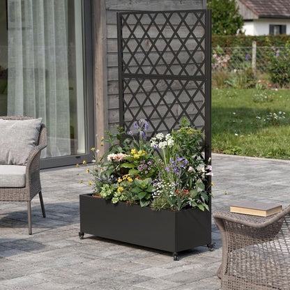 71" X 35" Black Galvanized Metal Rectangular Planter Box HomeRoots