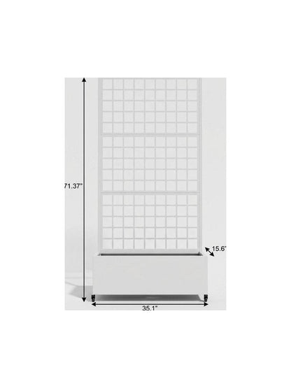 71" X 35" White Galvanized Metal Rectangular Planter Box