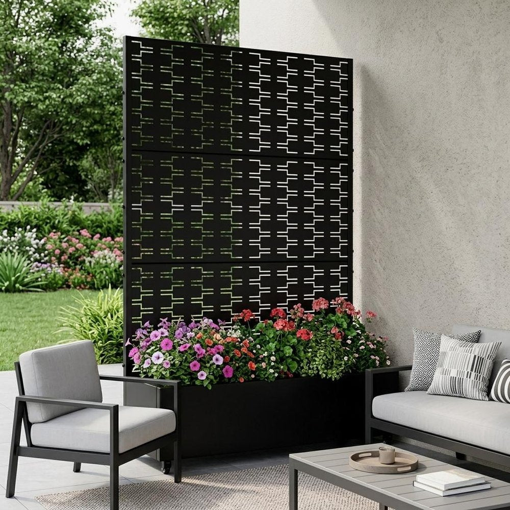 71" X 47" Black Galvanized Metal Rectangular Planter Box HomeRoots