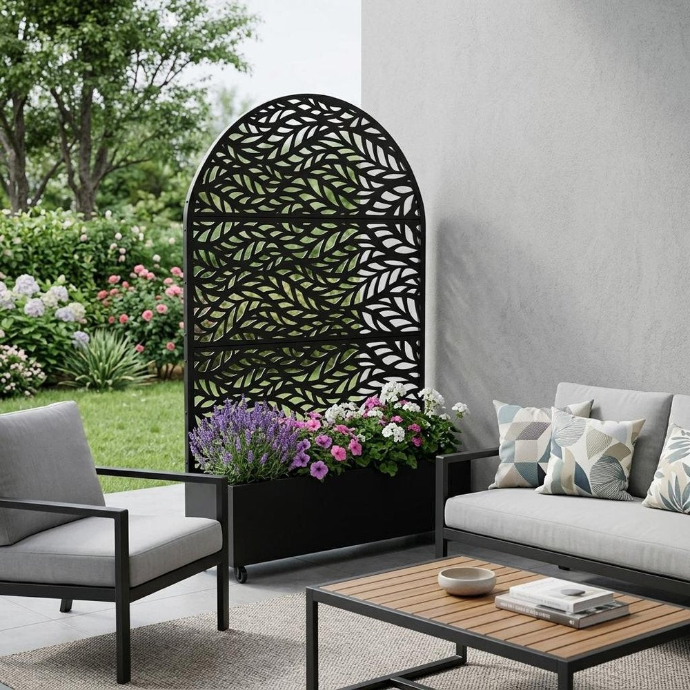 71" X 47" Black Galvanized Metal Rectangular Planter Box — view 1