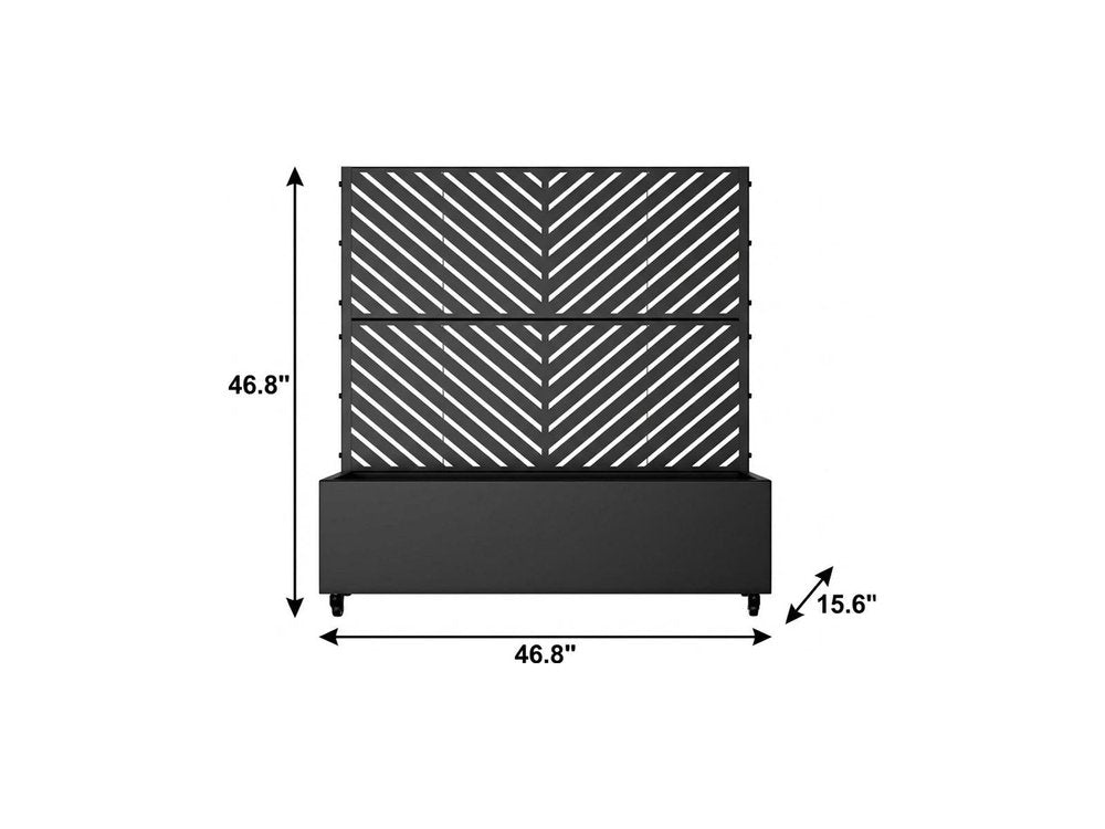 47" X 47" Black Galvanized Metal Rectangular Planter Box HomeRoots