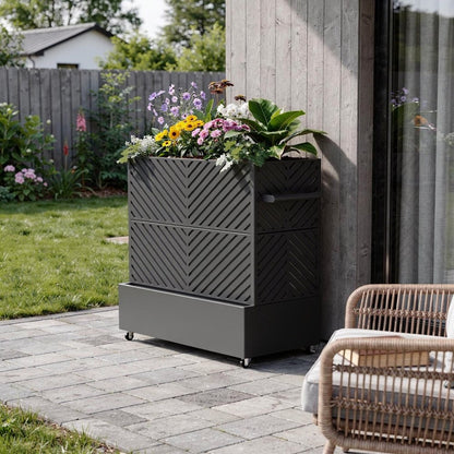 47" X 47" Black Galvanized Metal Rectangular Planter Box HomeRoots