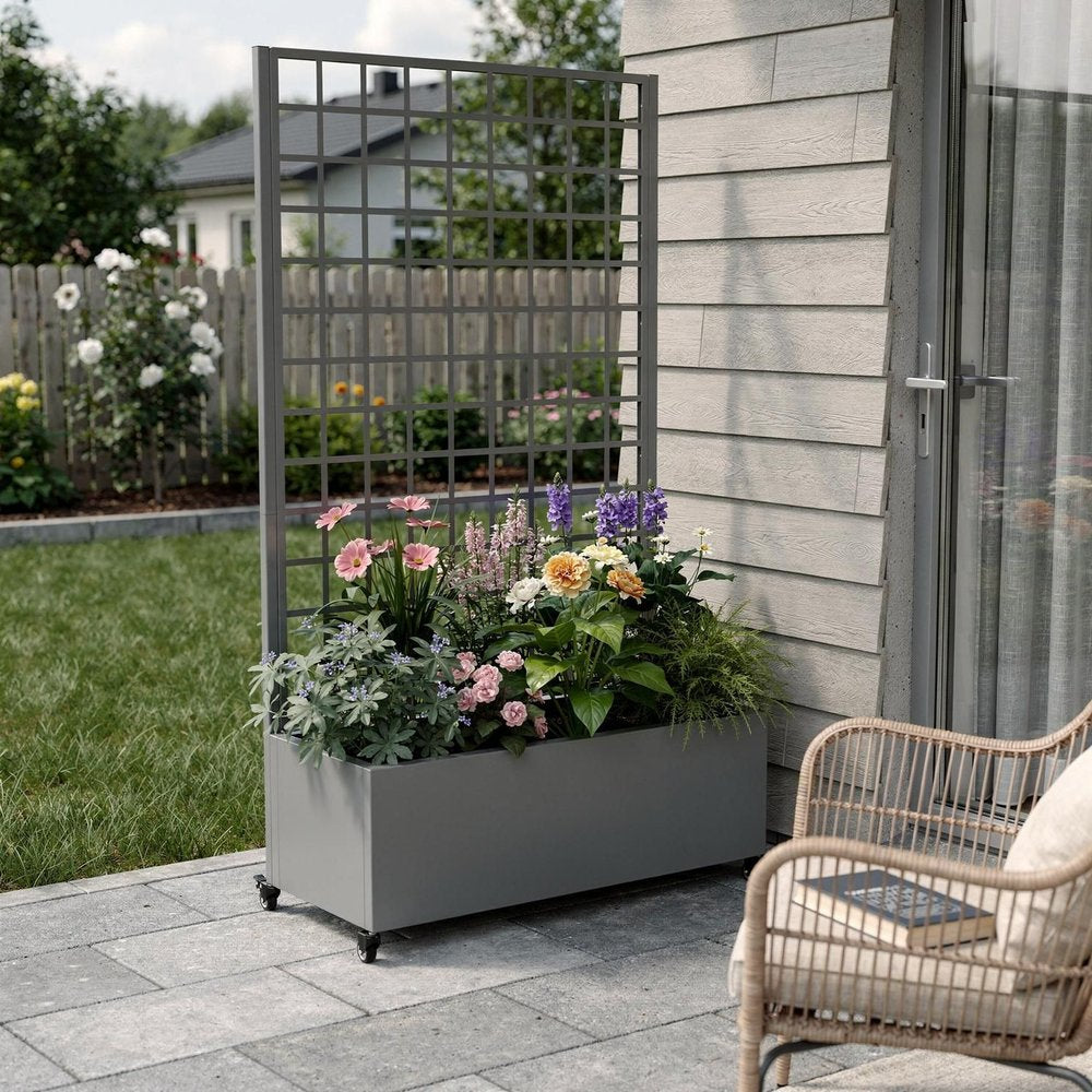 71" X 35" Gray Galvanized Metal Rectangular Planter Box HomeRoots
