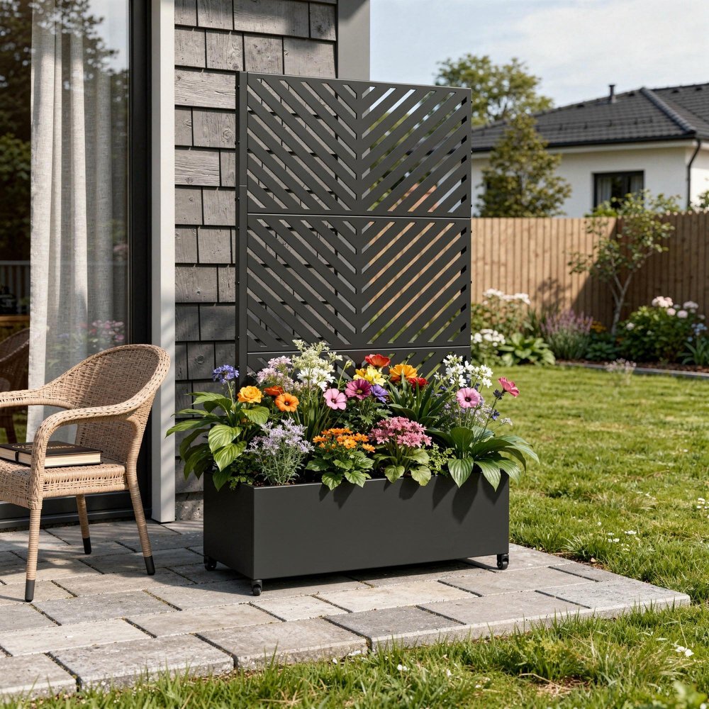 71" X 35" Black Galvanized Metal Rectangular Planter Box HomeRoots