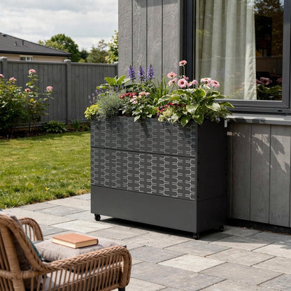 47" X 47" Black Galvanized Metal Rectangular Planter Box HomeRoots