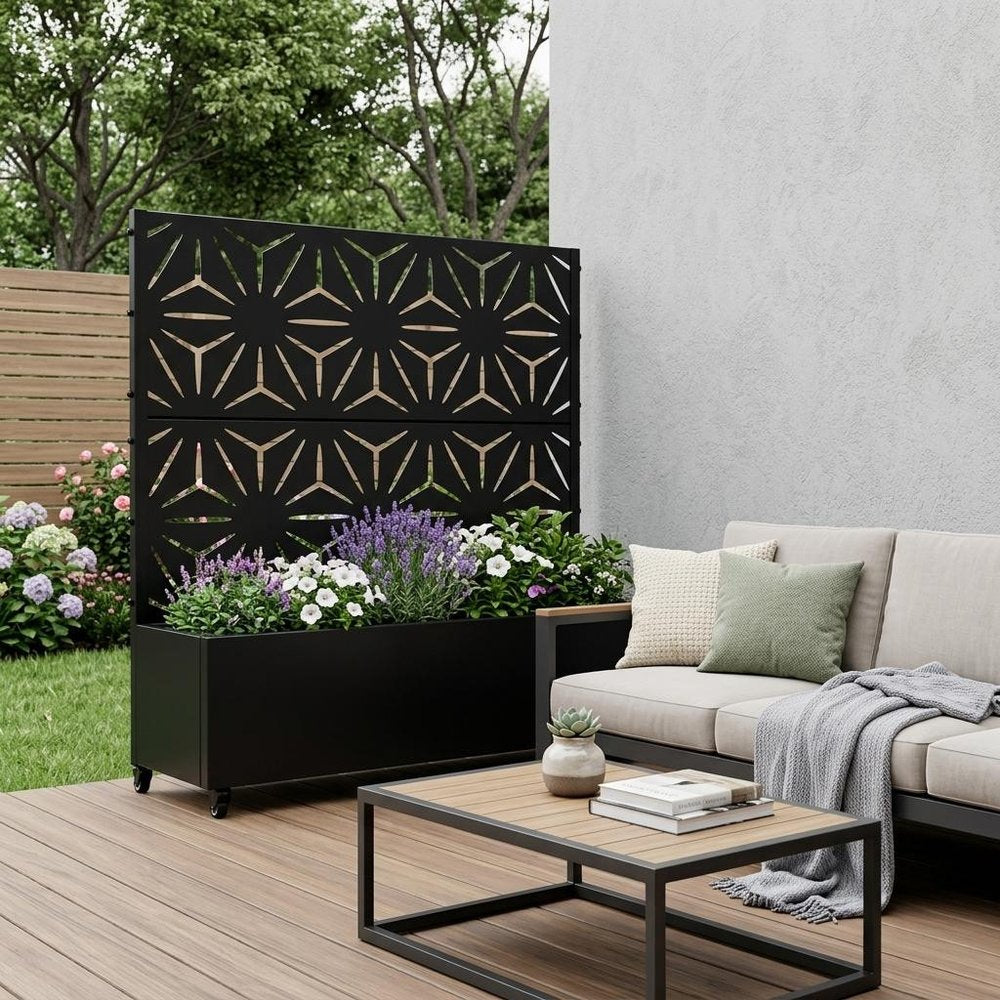 47" X 47" Black Galvanized Metal Rectangular Planter Box HomeRoots