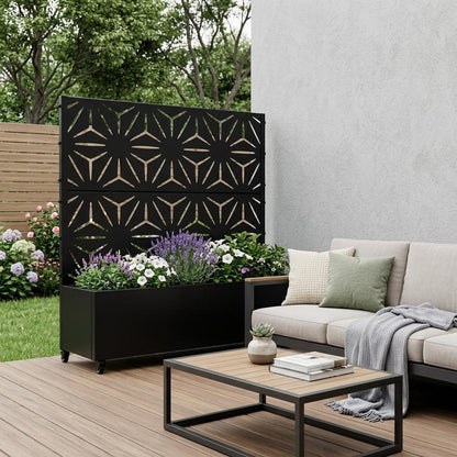 47" X 47" Black Galvanized Metal Rectangular Planter Box HomeRoots