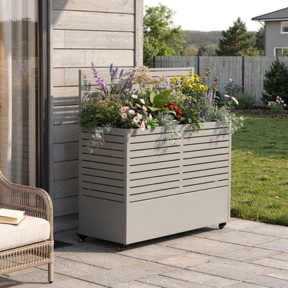 47" X 47" Gray Galvanized Metal Rectangular Planter Box HomeRoots