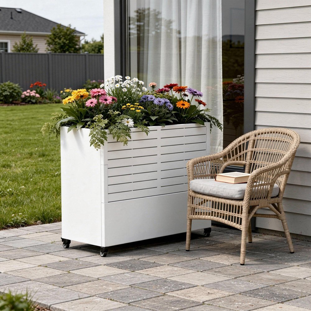 71" X 35" White Galvanized Metal Rectangular Planter Box HomeRoots
