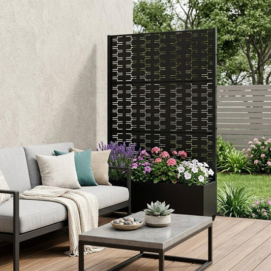 71" X 35" Black Galvanized Metal Rectangular Planter Box