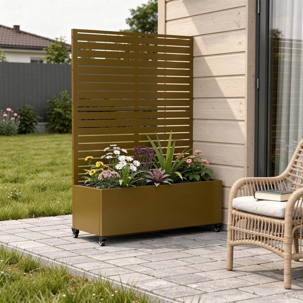 71" X 35" Brown Galvanized Metal Rectangular Planter Box HomeRoots