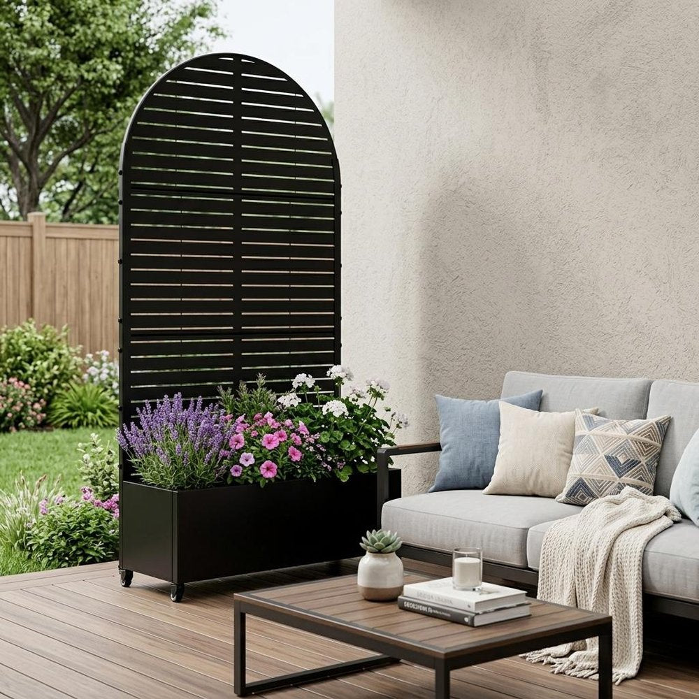 71" X 35" Black Galvanized Metal Rectangular Planter Box — view 1