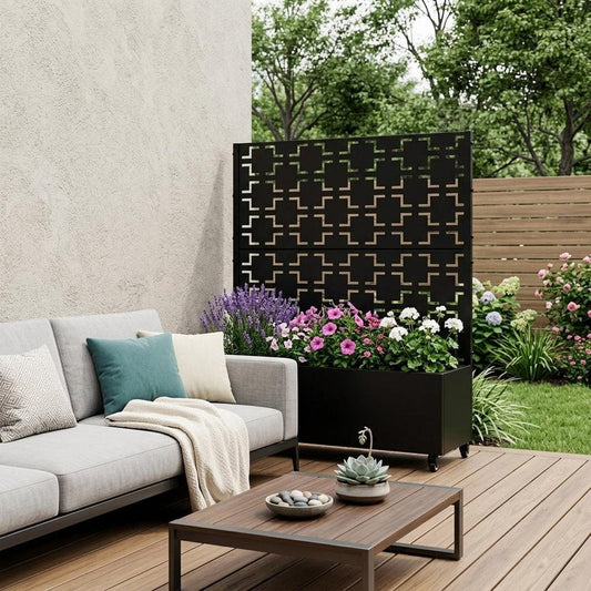 47" X 47" Black Galvanized Metal Rectangular Planter Box