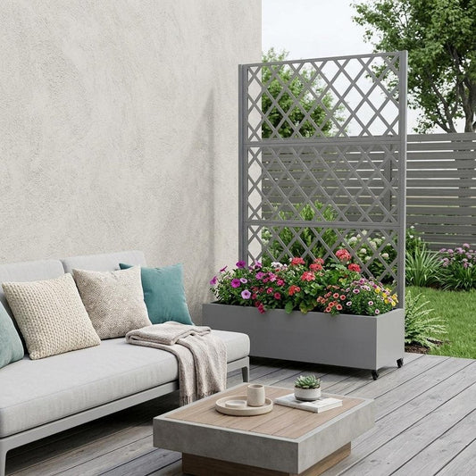 71" X 35" Gray Galvanized Metal Rectangular Planter Box