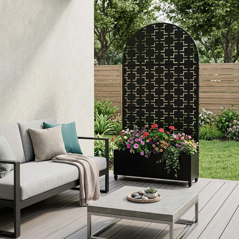 71" X 35" Black Galvanized Metal Rectangular Planter Box — view 1