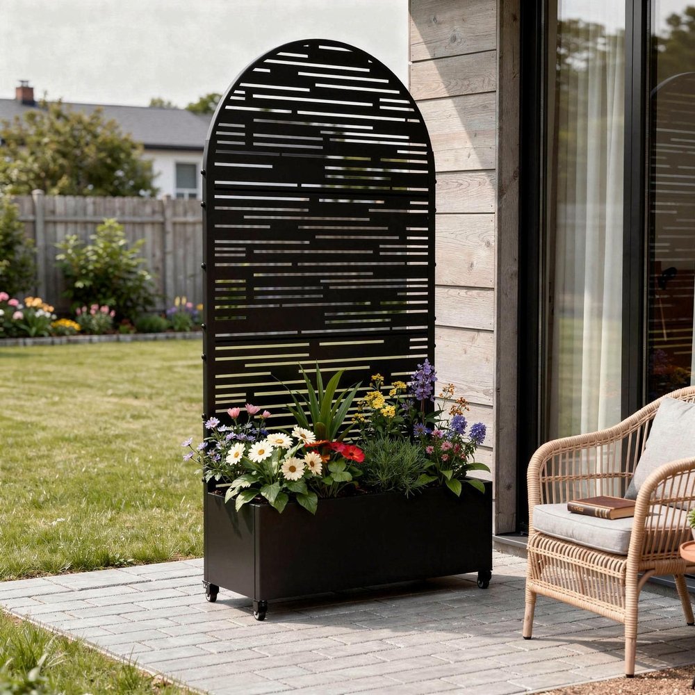 71" X 35" Black Galvanized Metal Rectangular Planter Box HomeRoots