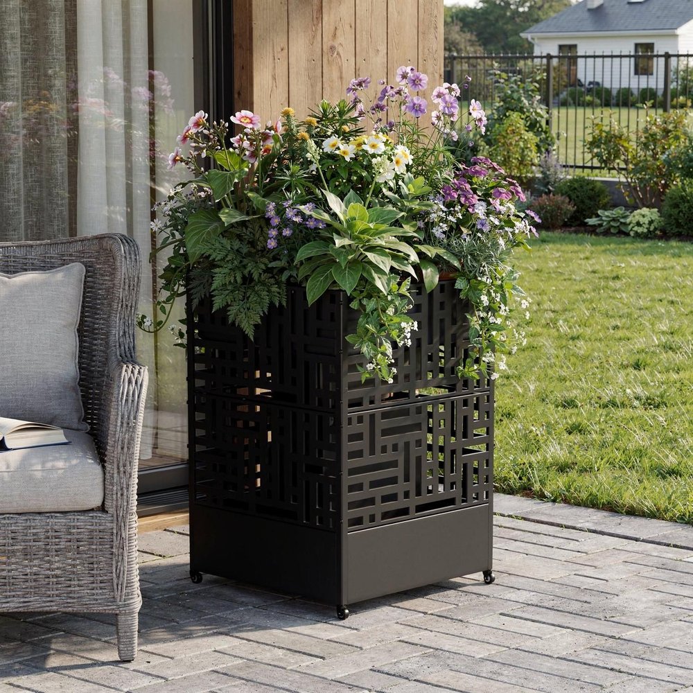 71" X 35" Black Galvanized Metal Rectangular Planter Box — view 1