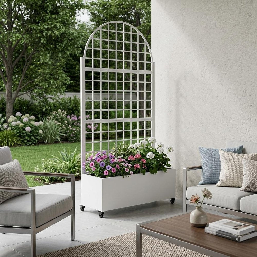 71" X 35" White Galvanized Metal Rectangular Planter Box HomeRoots
