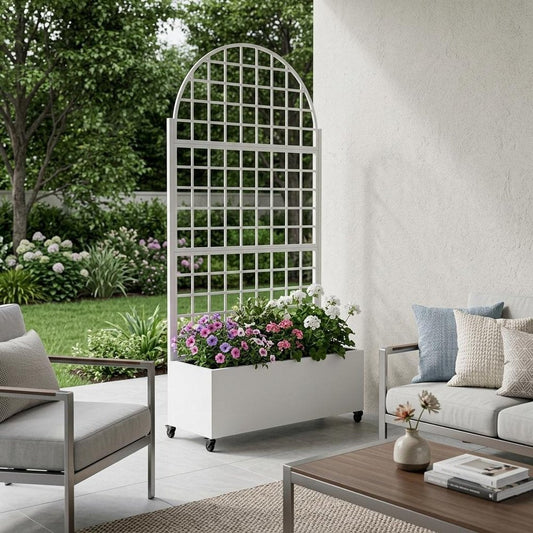 71" X 35" White Galvanized Metal Rectangular Planter Box