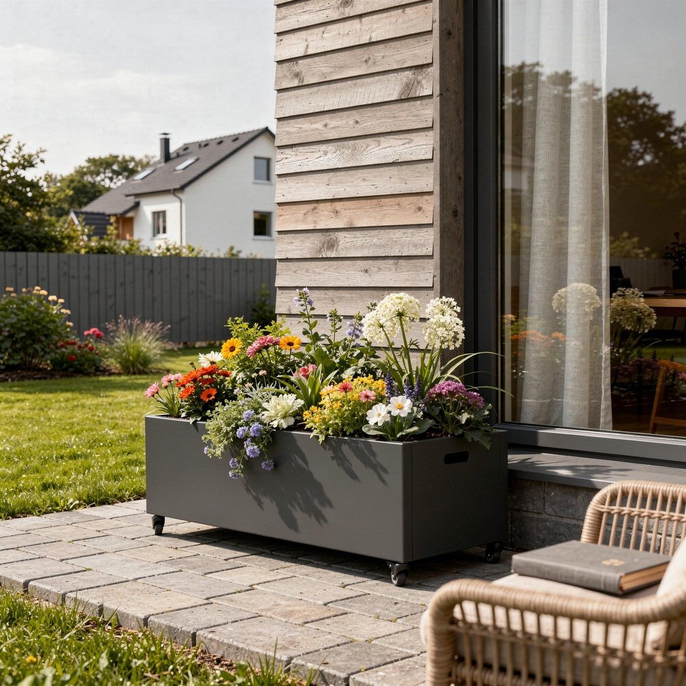 71" X 47" Black Galvanized Metal Rectangular Planter Box HomeRoots