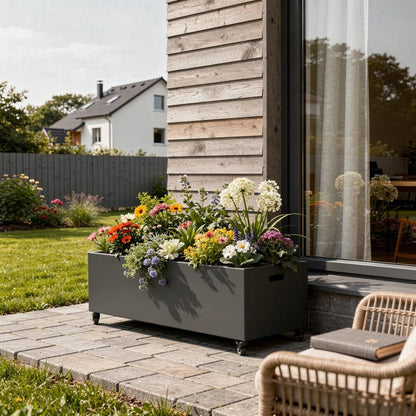 71" X 47" Black Galvanized Metal Rectangular Planter Box HomeRoots