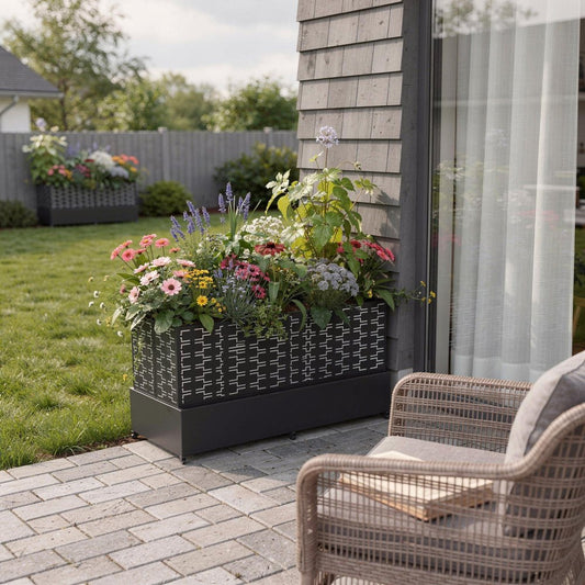 71" X 35" Black Galvanized Metal Rectangular Planter Box