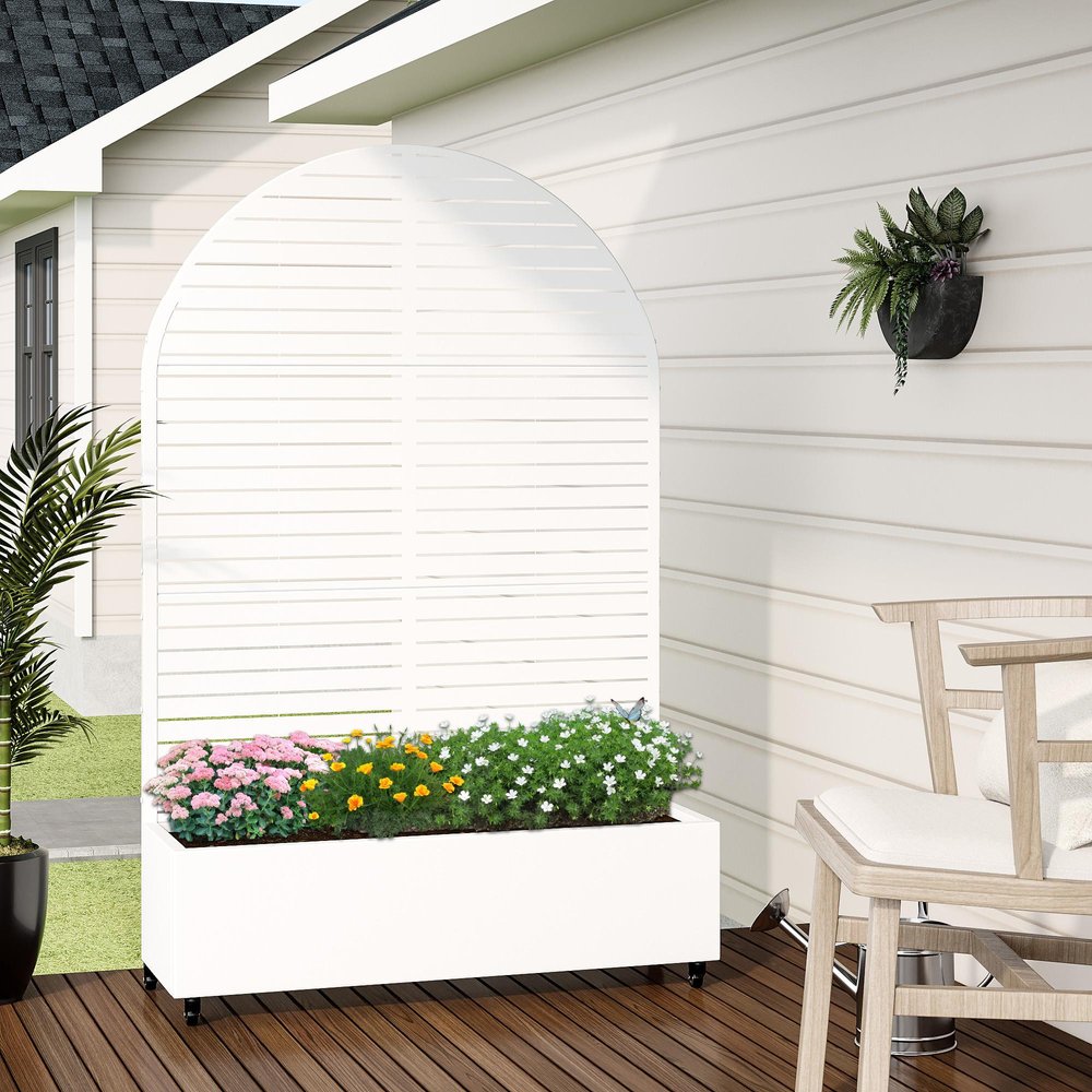 71" X 47" White Galvanized Metal Rectangular Planter Box HomeRoots