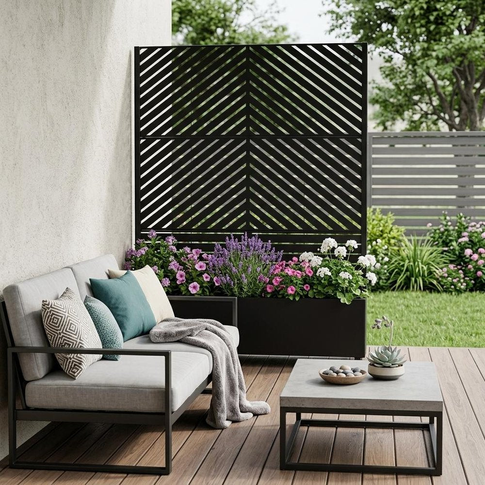 71" X 47" Black Galvanized Metal Rectangular Planter Box — view 1