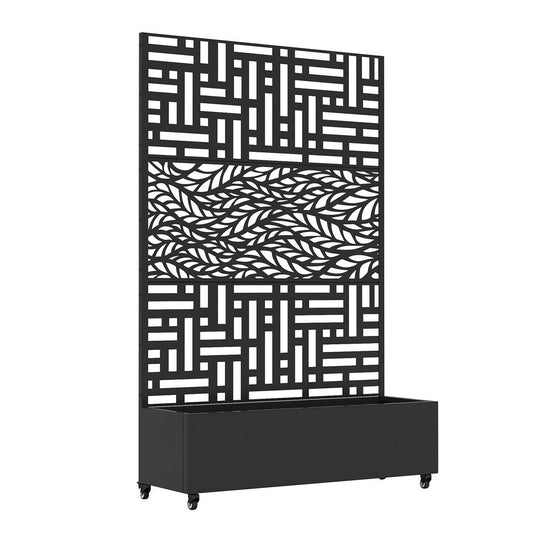 71" X 47" Black Galvanized Metal Rectangular Planter Box