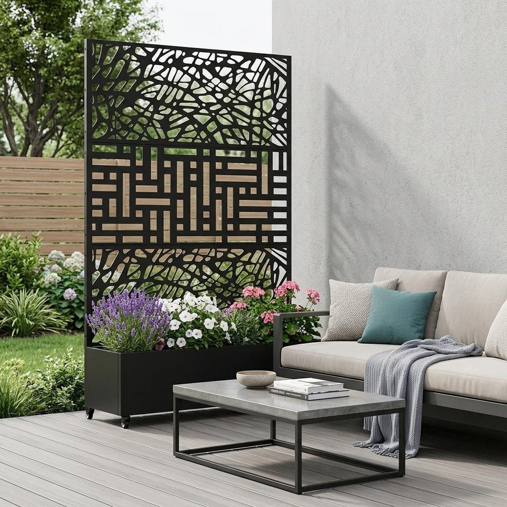 71" X 47" Black Galvanized Metal Rectangular Planter Box — view 3