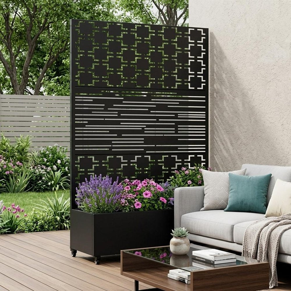 71" X 47" Black Galvanized Metal Rectangular Planter Box — view 1