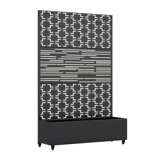 71" X 47" Black Galvanized Metal Rectangular Planter Box