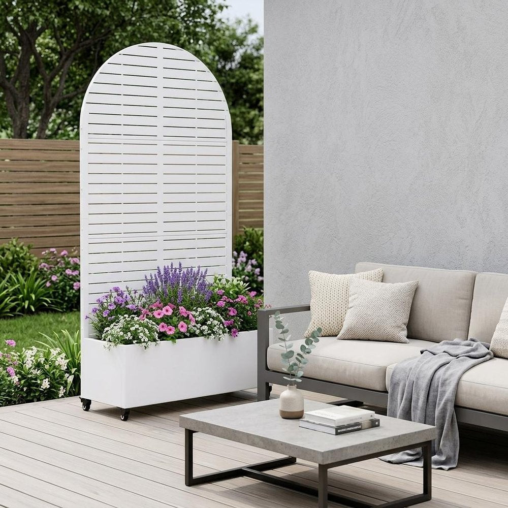 71" X 35" White Galvanized Metal Rectangular Planter Box — view 1