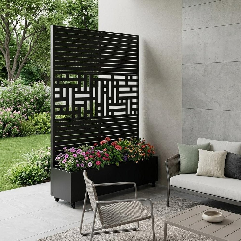 71" X 47" Black Galvanized Metal Rectangular Planter Box — view 1