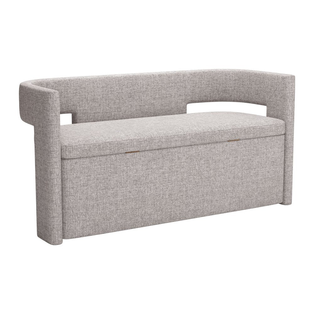 55" Gray Fabric Upholstered Storage Bench With Flip Top — view 5
