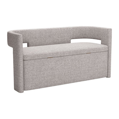 55" Gray Fabric Upholstered Storage Bench With Flip Top HomeRoots