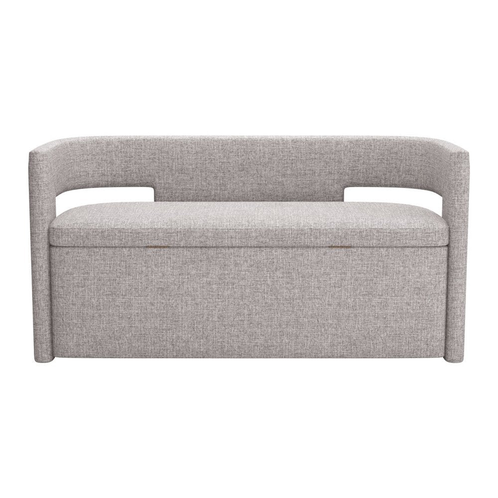 55" Gray Fabric Upholstered Storage Bench With Flip Top HomeRoots