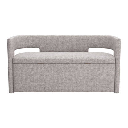 55" Gray Fabric Upholstered Storage Bench With Flip Top HomeRoots