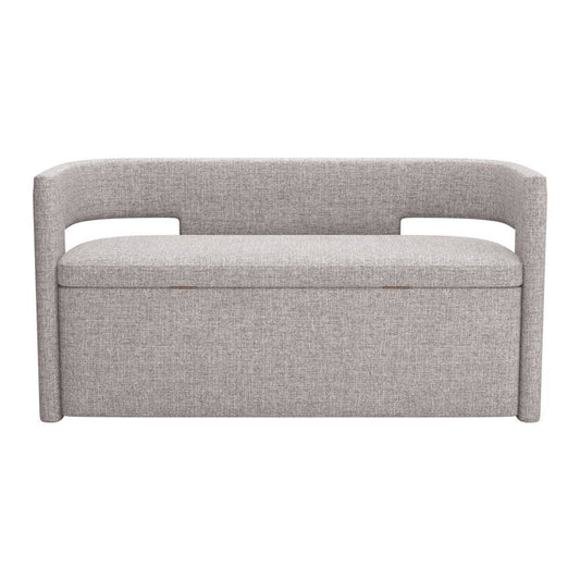 55" Gray Fabric Upholstered Storage Bench With Flip Top