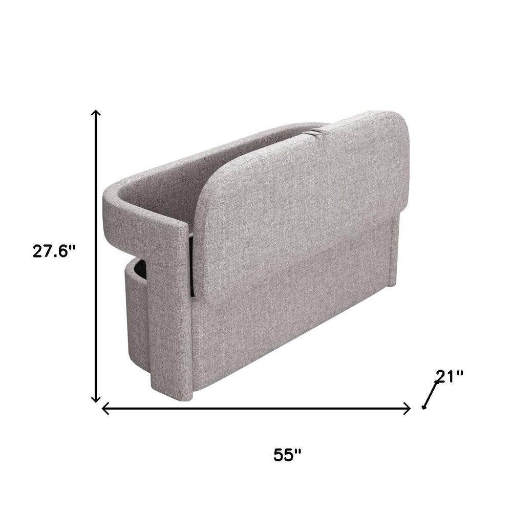 55" Gray Fabric Upholstered Storage Bench With Flip Top — view 10