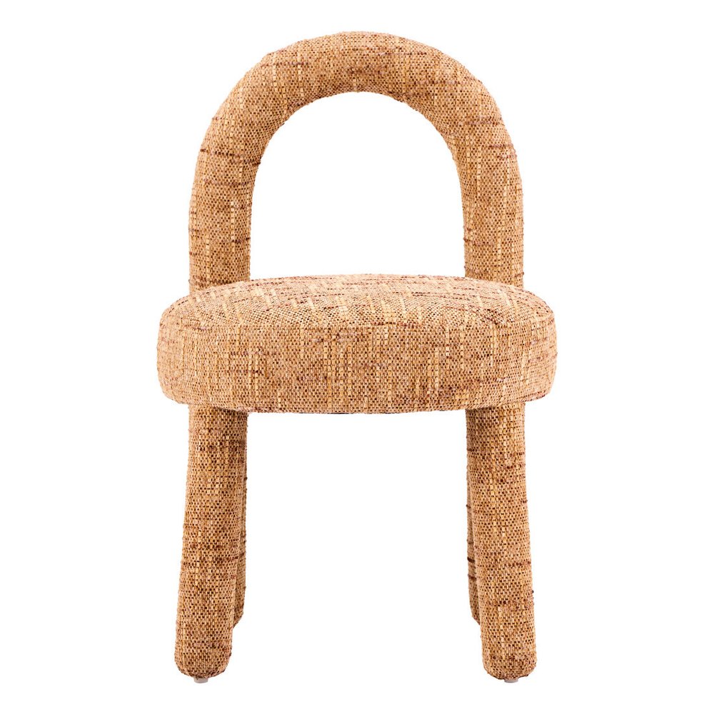 Set of Two Brown Chenille And Solid Wood Open Back Dining Side Chairs — view 3