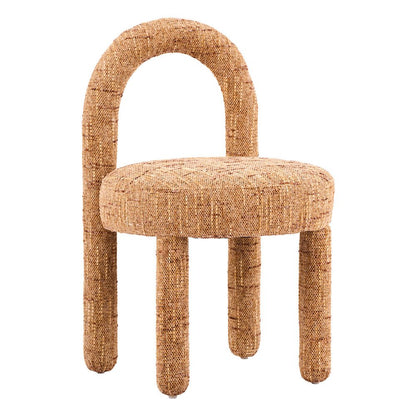 Set of Two Brown Chenille And Solid Wood Open Back Dining Side Chairs HomeRoots