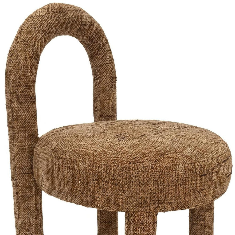 Set of Two Brown Chenille And Solid Wood Open Back Dining Side Chairs HomeRoots
