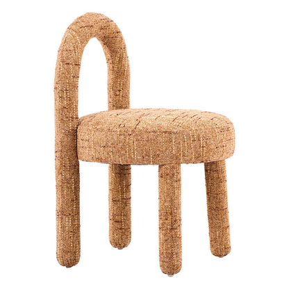 Set of Two Brown Chenille And Solid Wood Open Back Dining Side Chairs HomeRoots
