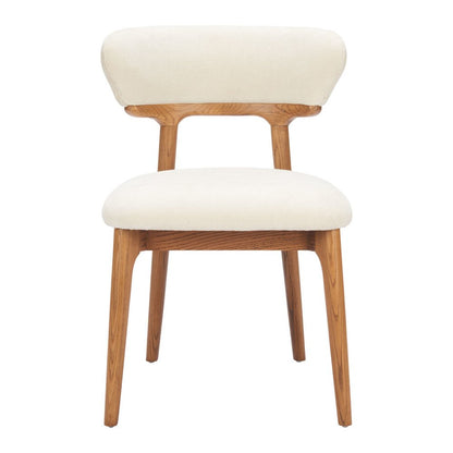 Set of Two White And Walnut Upholstery And Solid Wood Open Back Dining Side Chairs HomeRoots